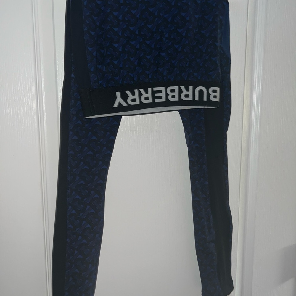 TB monogram-print zip-up cropped top w/ matching pants active wear - Picture 5 of 8